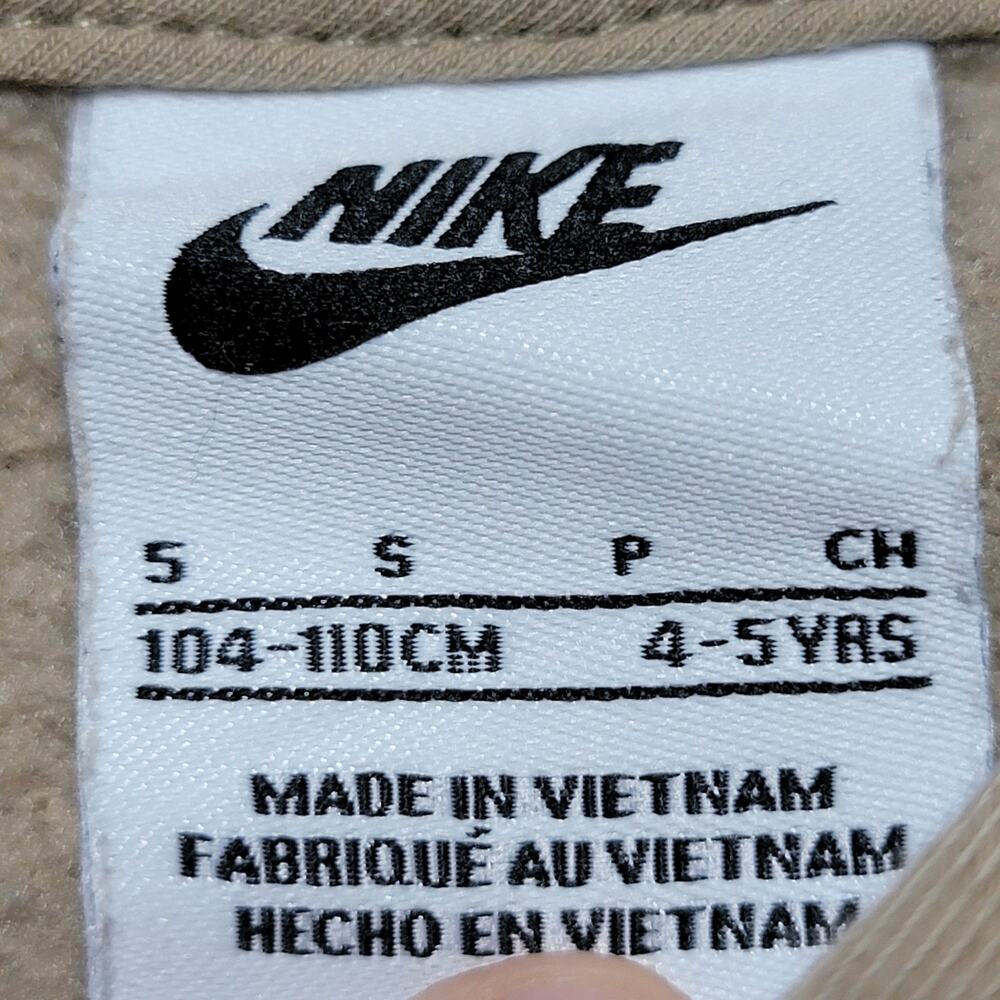 Nike Kids Beige LS Pullover Hoodie Grey Logo - Size Small (4-5 yrs) - Picture 4 of 5